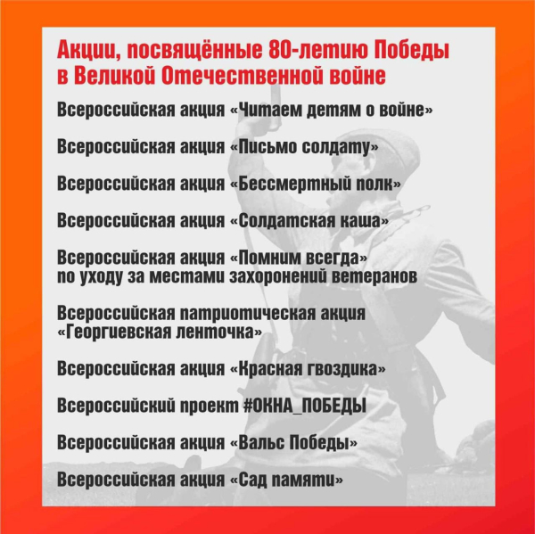 Праздничная программа мероприятий и акций, посвященных 80-летию Великой Победы